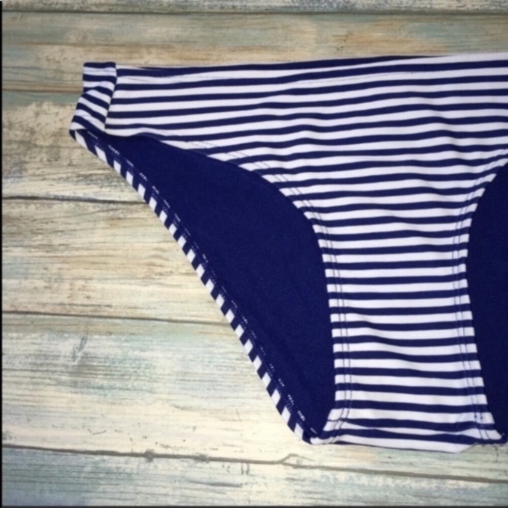 Arizona Jean Company Striped Bikini Bottoms XS Blue White Nautical Swim - Picture 2 of 3